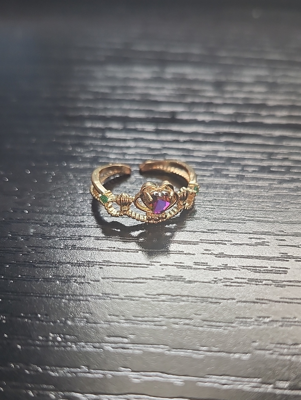 Disney Princess Ariel Inspired Ring with Seashells and Purple Stone
